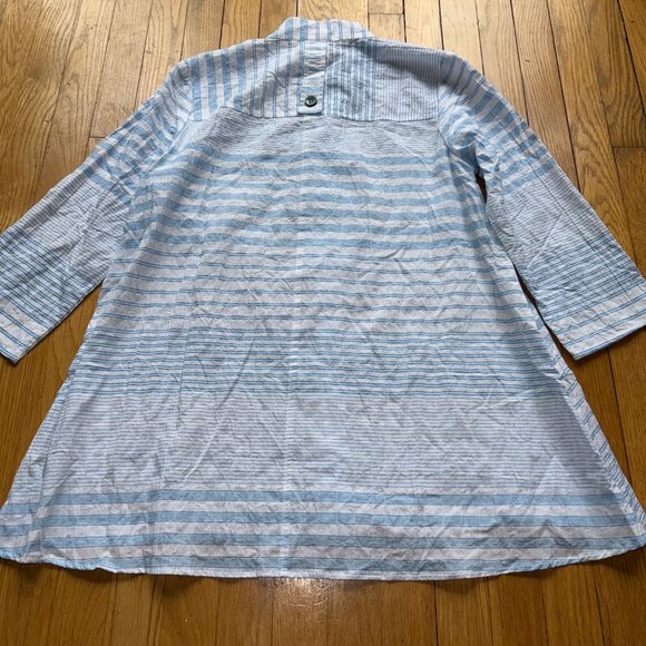 Habitat Size S NEW Turquoise & White Stripe 3/4 Sleeve Button-Front Tunic Jacket - Picture 15 of 16